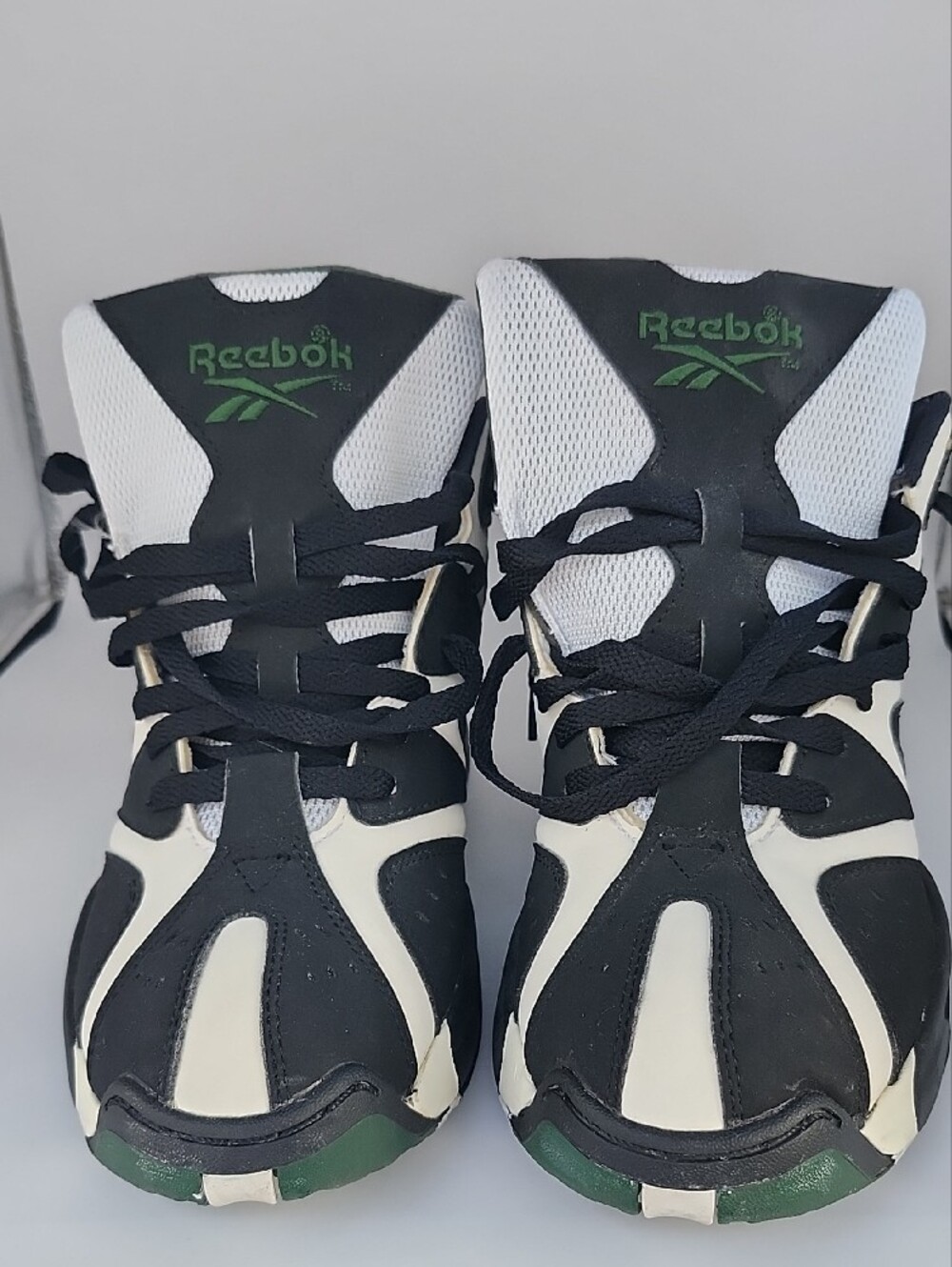 Reebok Vintage Black, White & Green Kamikaze I Mid Sneakers